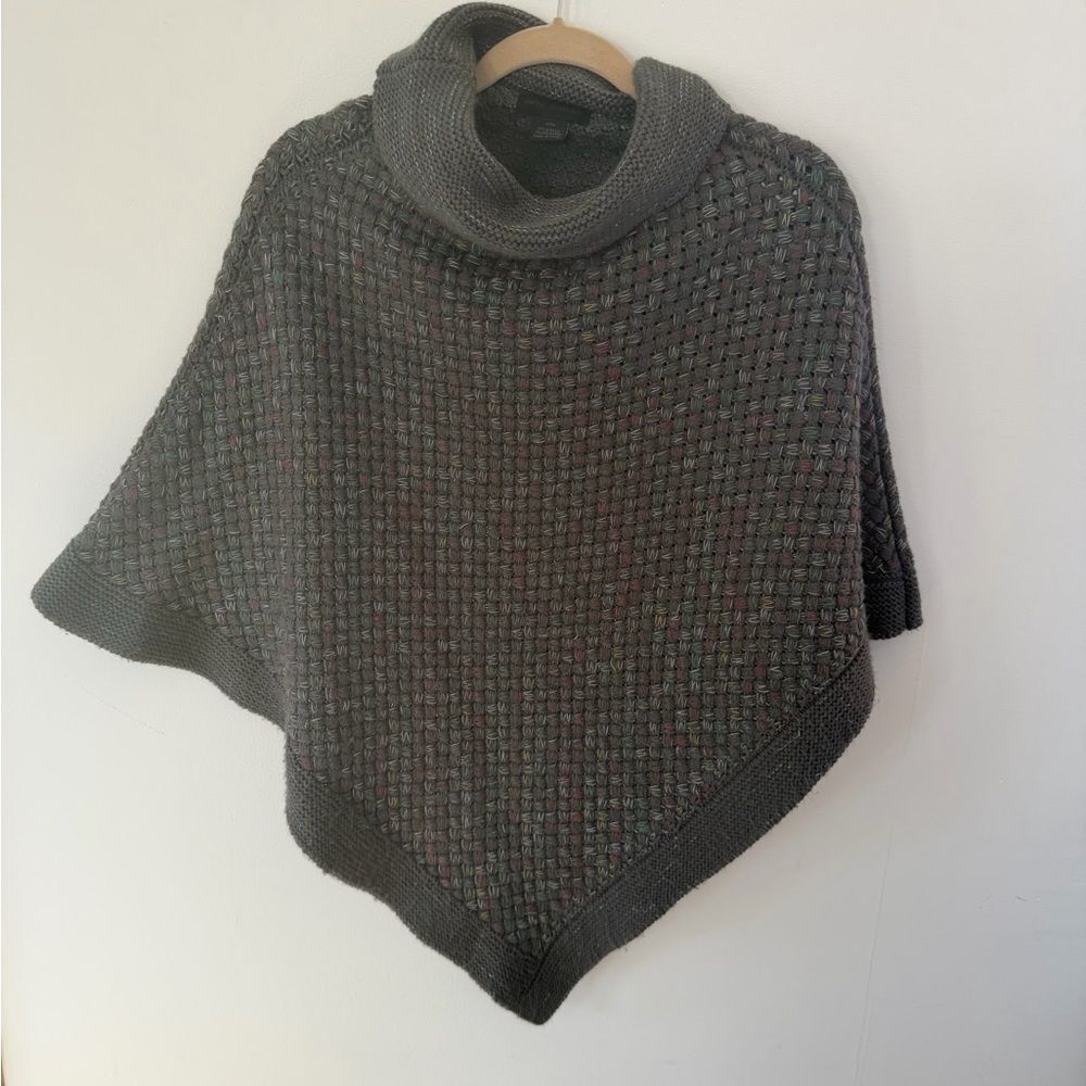 Steve Madden Charcoal Knit Cowl-Neck Poncho